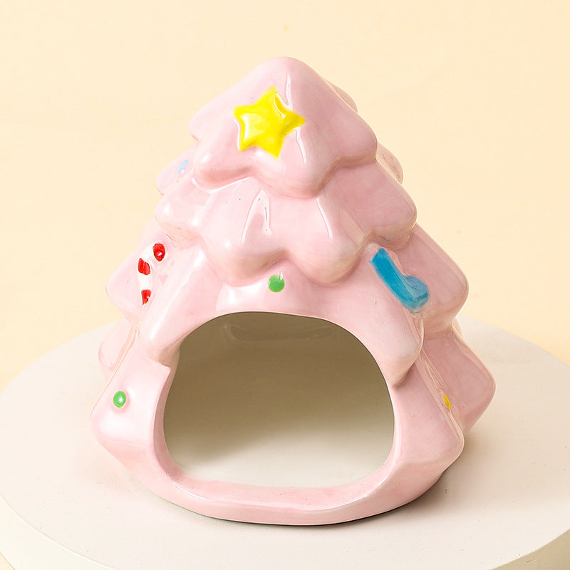 Christmas Tree Ceramic Hamster Hideout